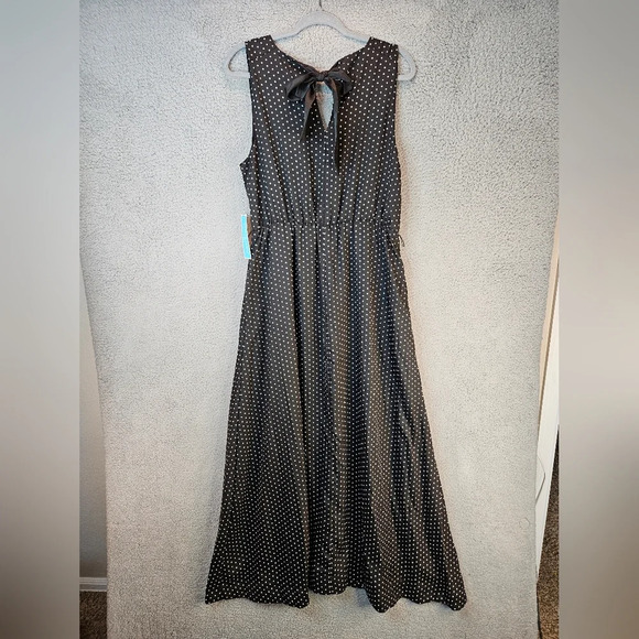 Draper James RSVP Womens Black White Polka Dot Maxi Dress Sz L Pockets **READ** - Picture 8 of 13
